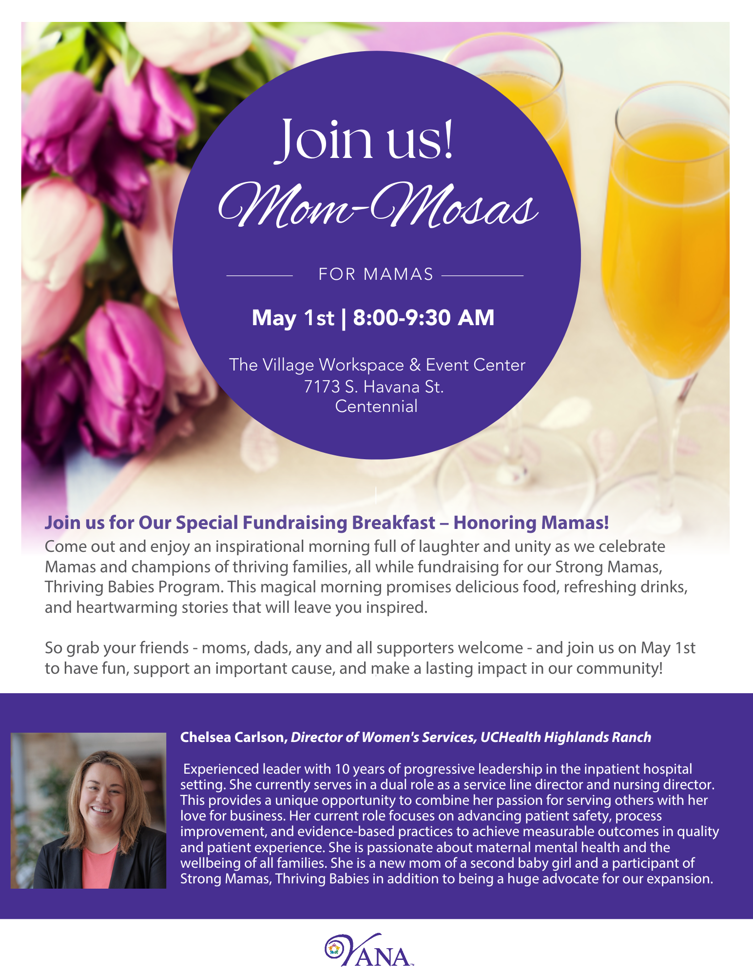 Mom-Mosas for Mamas 2025 event flyer